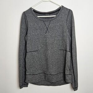 Lululemon‎ Womens Size 6 Exhalation II Pullover Heather Speckled Black Gray